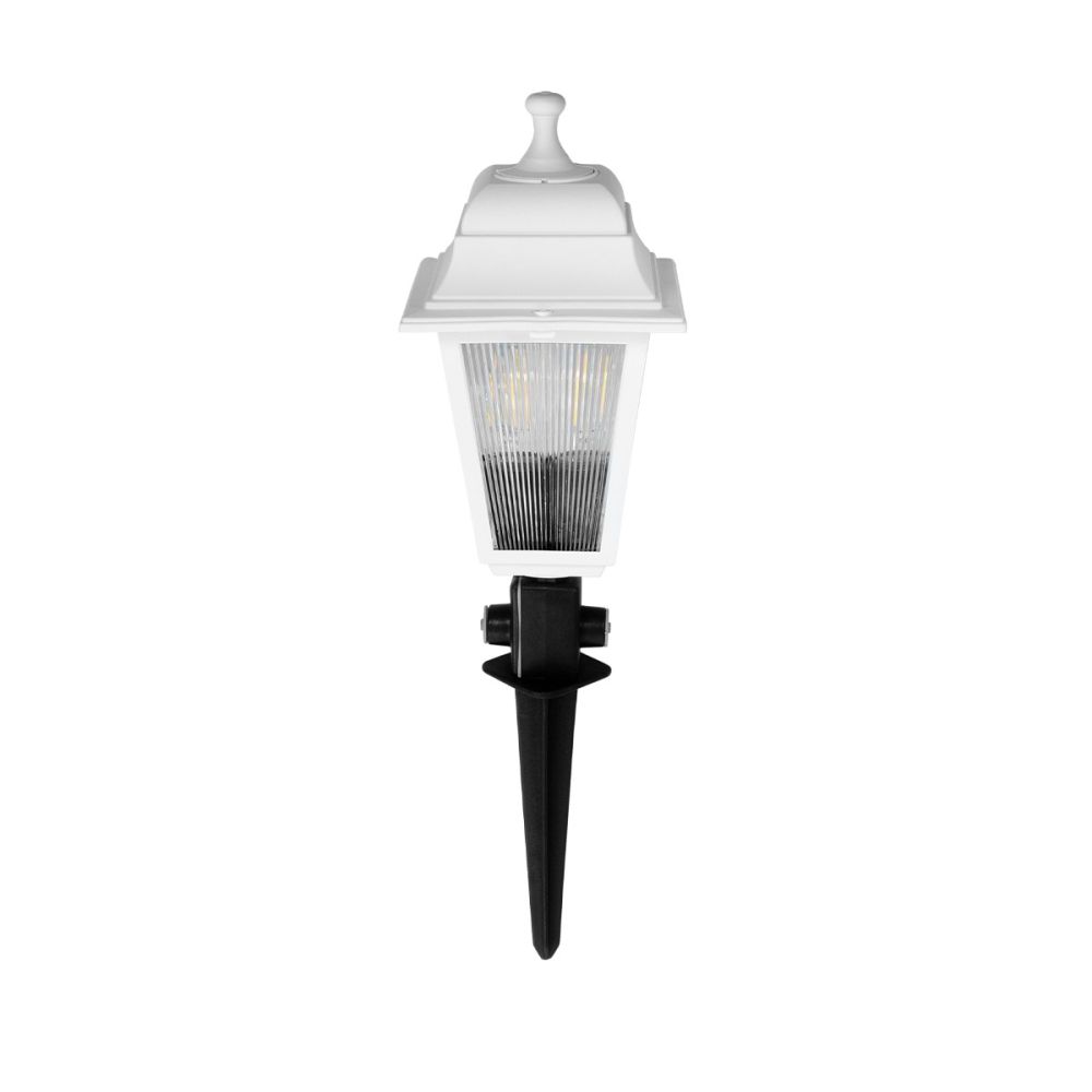 GloboStar® SOLME 203-0223 Vintage Καρφωτό Φωτιστικό Φαναράκι Μονόφωτο 1 x E27 IP44 Λευκό & Διάφανο Πλαστικό - Μ22 x Π22 x Υ35cm