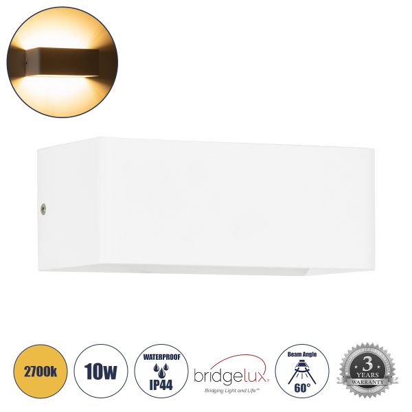 GLOBOSTAR® CIRCOA 60542 Μοντέρνο Φωτιστικό Τοίχου - Απλίκα LED 10W 1000lm 60° AC 220-240V Αδιάβροχο IP44 Θερμό Λευκό 2700K - Bridgelux COB Chip & TÜV SÜD Driver - Λευκό Ματ - Μ20 x Π8 x Υ10cm - 5 Χρόνια Εγγύηση