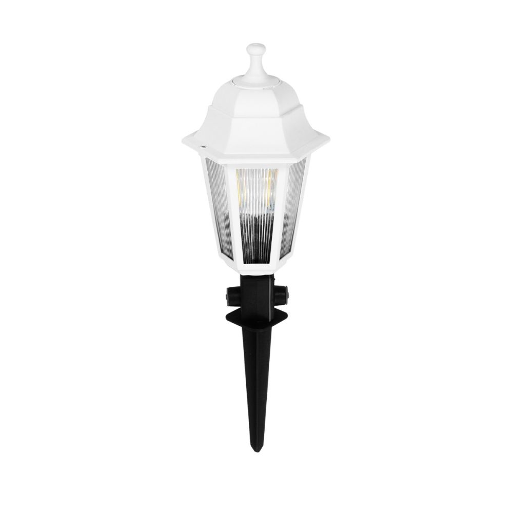 GloboStar® VITRO 203-0203 Vintage Καρφωτό Φωτιστικό Φαναράκι Μονόφωτο 1 x E27 IP44 Λευκό & Διάφανο Πλαστικό - Μ17 x Π17 x Υ55cm