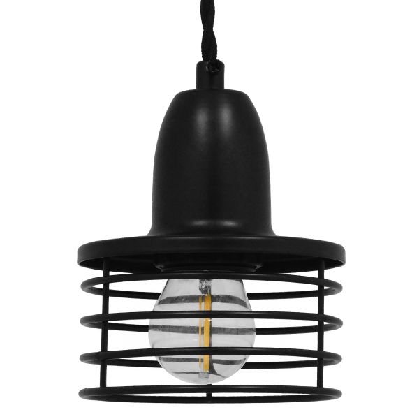GLOBOSTAR® MANHATTAN 01456 Μοντέρνο Κρεμαστό Φωτιστικό Οροφής με Ντουί 1 x E27 AC 220-240V IP20 - Μαύρο - Μ11 x Π11 x Υ14cm
