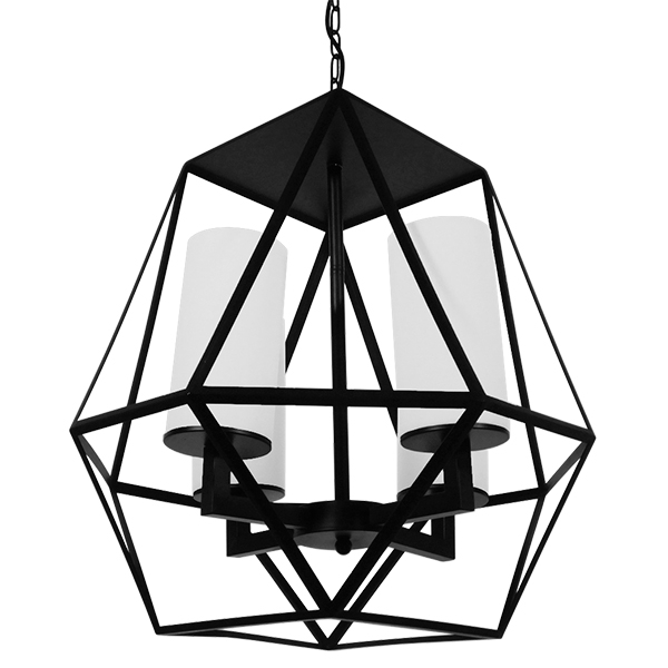GLOBOSTAR® DASTAR 01001-1 Vintage Κρεμαστό Φωτιστικό Οροφής με Ντουί 4 x E27 AC 220-240V IP20 - Μαύρο & Λευκό - Μ52 x Π52 x Υ53cm