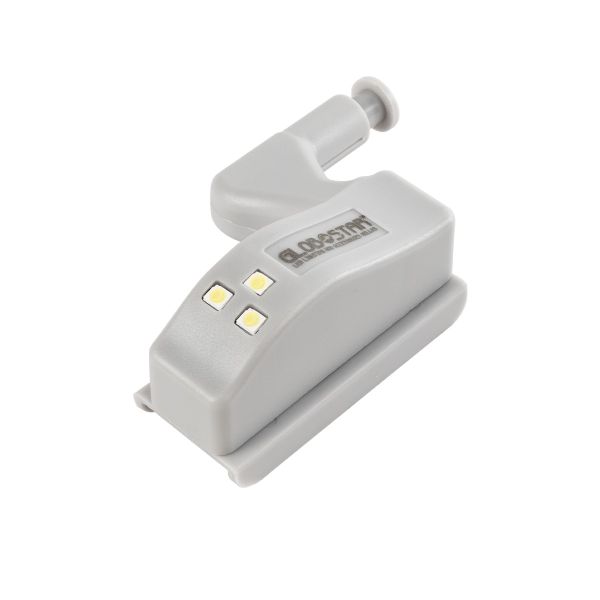 GloboStar® CLOSET 79640 Φωτιστικό Ντουλάπας LED για Μεντεσέ με Διακόπτη On/Off Κουμπωτό με Μπαταρία(Δεν συμπεριλαμβάνεται) - Ψυχρό Λευκό 6000K - Μ7 x Π4 x Υ2.5cm