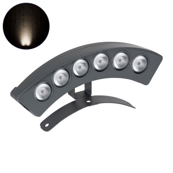 GLOBOSTAR® TREEPLANTE 90457 Κυρτή Μπάρα Φωτισμού Wall Washer για Φυτά - Δέντρα LED 6W 690lm 15° DC 24V Αδιάβροχο IP67 Φυσικό Λευκό 4500K Dimmable - Bridgelux SMD Chip - Γκρι Ανθρακί - Μ17.5 x Π4.5 x Υ8cm - 3 Χρόνια Εγγύηση