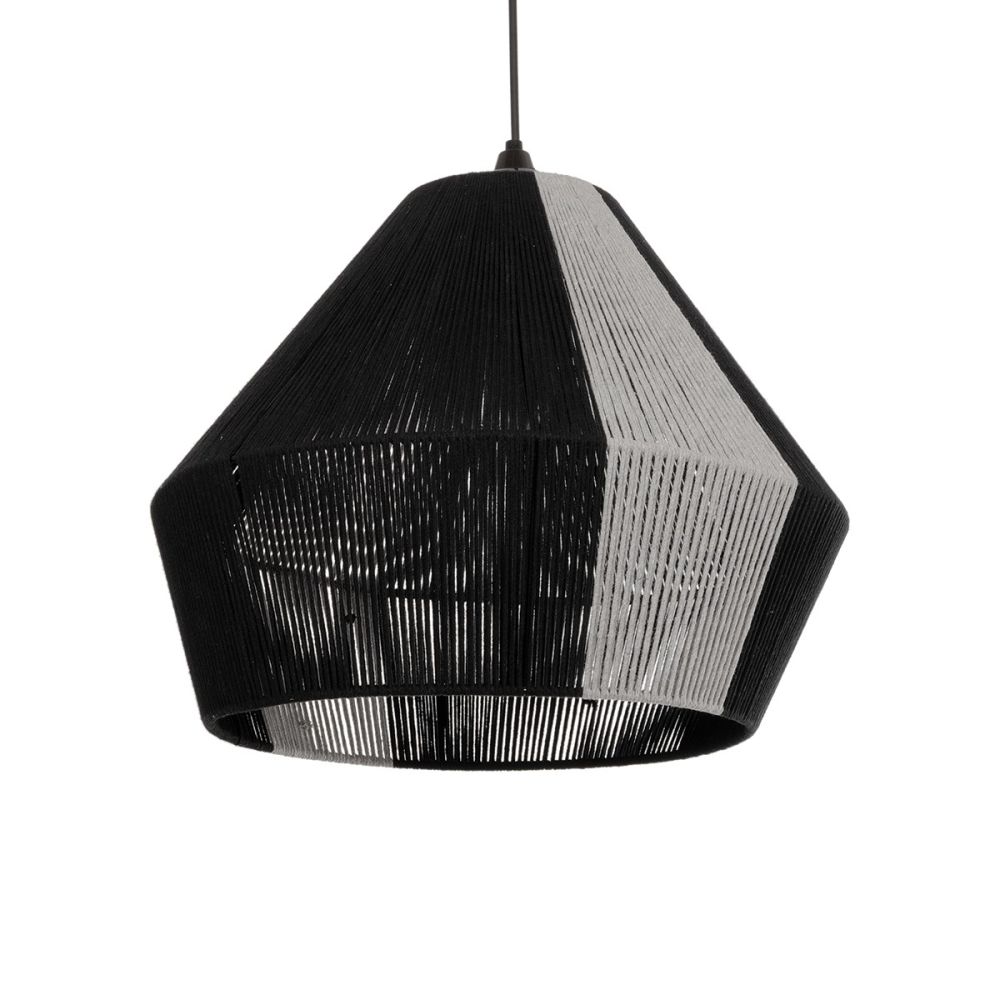GLOBOSTAR® ANGULUS 205-0021 Boho Κρεμαστό Φωτιστικό Οροφής με Ντουί 1 x E27 AC 220-240V IP20 - Μαύρο & Γκρι - M40 x Π40 x Υ35cm