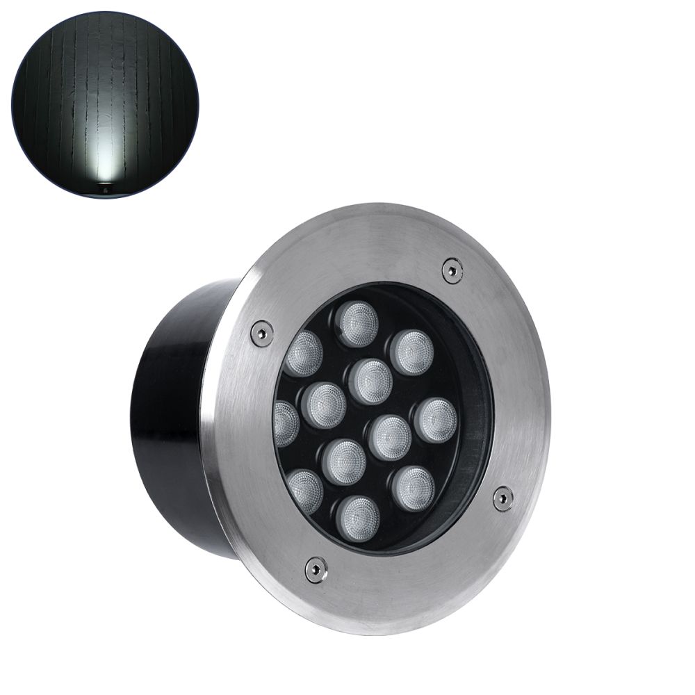 GLOBOSTAR® UNDERGROUNDTINA 90668 Χωνευτό Αρχιτεκτονικο Φωτιστικό Σποτ Δαπέδου LED 12W 1380lm 30° DC 24V Αδιάβροχο IP65 Φυσικό Λευκό 4500K Dimmable - Bridgelux SMD Chip - Ανοξείδωτο Ατσάλι SS304 - Μ16 x Π16 x Υ9cm / Q14cm - 3 Χρόνια Εγγύηση