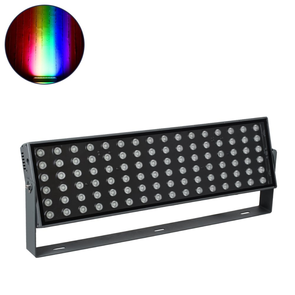 GLOBOSTAR® FLOODZANA 90561 Προβολέας Σποτ Wall Washer LED 200W 16000lm 30° DC 24V Αδιάβροχο IP65 Πολύχρωμο RGBW Dimmable DMX512 - Bridgelux SMD Chip - Γκρι Ανθρακί - Μ70 x Π29 x Υ10cm - 3 Χρόνια Εγγύηση