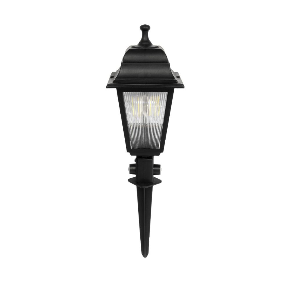 GloboStar® SOLME 203-0213 Vintage Καρφωτό Φωτιστικό Φαναράκι Μονόφωτο 1 x E27 IP44 Μαύρο & Διάφανο Πλαστικό - Μ22 x Π22 x Υ35cm