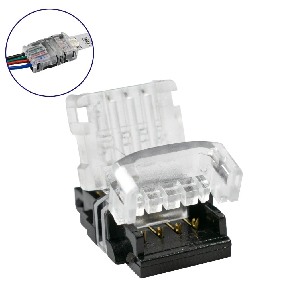 GLOBOSTAR® STRIPCON 70722 Ταχυσύνδεσμος για RGB Ταινία LED 10mm σε 4 Καλώδια IP20 - Διάφανο - Μ1.5 x Π2.4 x Υ0.8cm