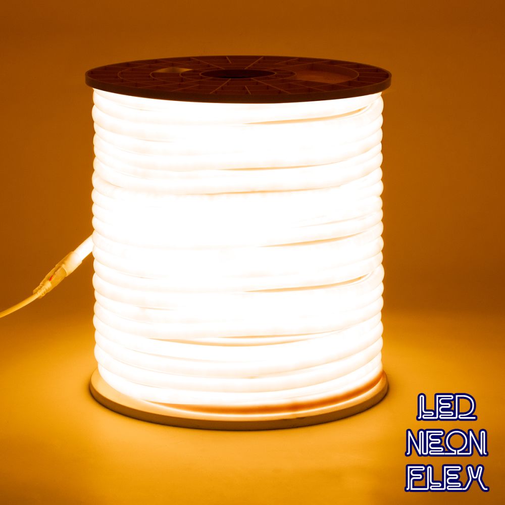 GLOBOSTAR® NEOTUBE 70596 Ταινία Neon Flex LED 12W/m 720lm/m 360° DC 220-240V Αδιάβροχο IP65 120 x SMD2835 Chip/m Ultra Θερμό Λευκό 2200K Dimmable - Sanan SMD Chip - Μ100 x Π1.3 x Υ1.3cm - 3 Χρόνια Εγγύηση