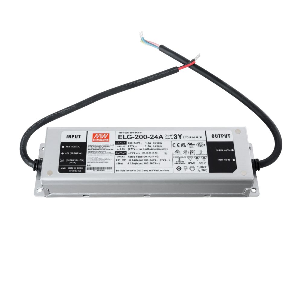 GLOBOSTAR® MEANWELL-ELG200-24A 90789 Τροφοδοτικό/Μετασχηματιστής Class I SELV 200W 8.4A AC 220-240V σε DC 24V Αδιάβροχο IP65 - Ρυθμιζόμενo από DC 22.4V έως DC 25.6V - Ασημί - Μ24.4 x Π7.1 x Υ3.8cm - 3 Χρόνια Εγγύηση