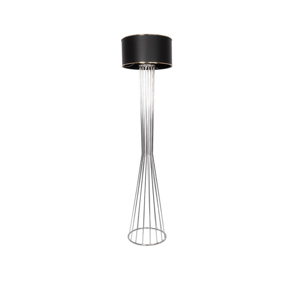 GLOBOSTAR® NOVA 201-0039 Μοντέρνο Επιδαπέδιο Φωτιστικό με Ντουί 1 x E27 AC 220-240V IP20 - Ασημί & Μαύρο - Μ36 x Π36 x Υ148cm