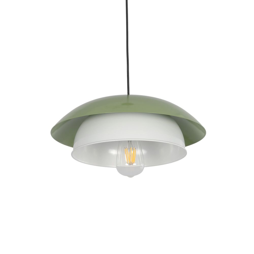 GLOBOSTAR® AURA 204-0119 Μοντέρνο Κρεμαστό Φωτιστικό Οροφής με Ντουί 1 x E27 AC 220-240V IP20 - Πράσινο & Λευκό - Μ31 x Π31 x Υ27cm