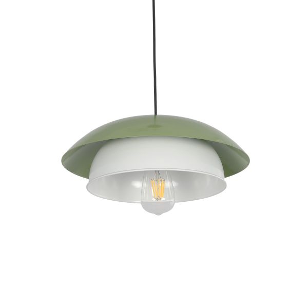 GLOBOSTAR® AURA 204-0119 Μοντέρνο Κρεμαστό Φωτιστικό Οροφής με Ντουί 1 x E27 AC 220-240V IP20 - Πράσινο & Λευκό - Μ31 x Π31 x Υ27cm