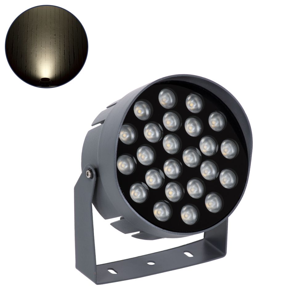 GLOBOSTAR® FLOODNIGMA 90379 Προβολέας Σποτ Wall Washer με Αντιθαμβωτική Γρίλια LED 24W 2280lm 30° DC 24V Αδιάβροχο IP65 Φυσικό Λευκό 4500K Dimmable - Bridgelux SMD Chip - Γκρι Ανθρακί - Μ15 x Π15 x Υ9.1cm - 3 Χρόνια Εγγύηση
