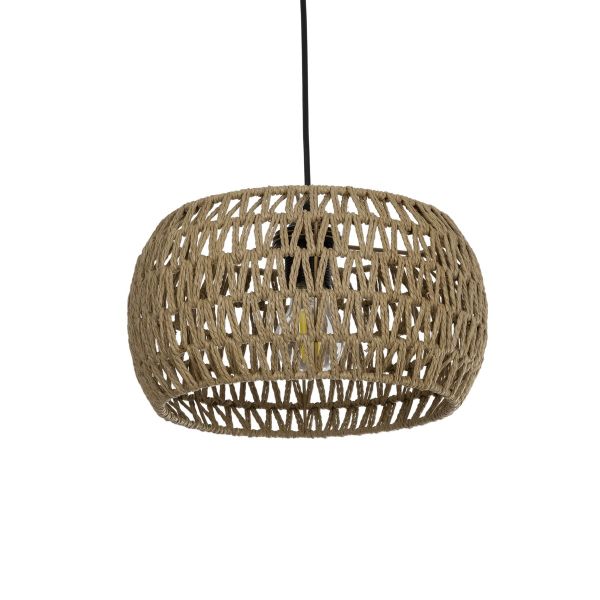 GLOBOSTAR® DARIO 204-0168 Boho Κρεμαστό Φωτιστικό Οροφής με Ντουί 1 x E27 AC 220-240V IP20 - Καφέ - Μ31 x Π31 x Υ18,5cm