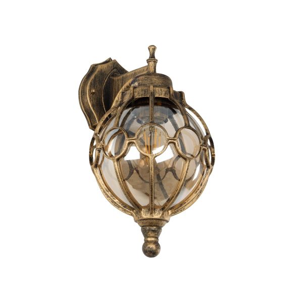 GloboStar® ETOILE 01227 Vintage Επιτοίχιο Φωτιστικό Απλίκα Μονόφωτο 1 x E27 IP20 Μπρούτζινο Μέταλλο με Μελί Γυαλί - Μ19 x Π21 x Υ34cm