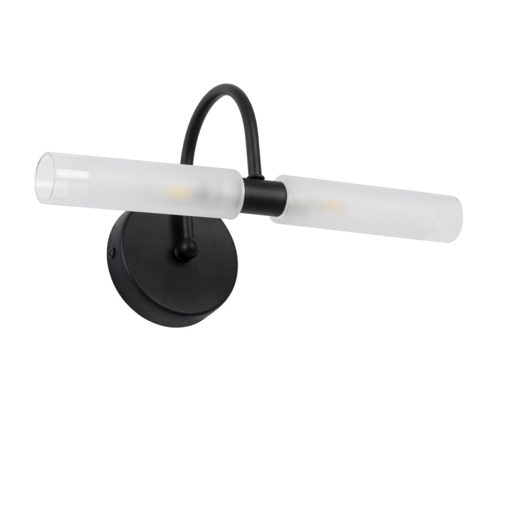 GLOBOSTAR® PAOLA 60416 Μοντέρνο Φωτιστικό Τοίχου - Απλίκα Καθρέπτη Μπάνιου με Ντουί 2 x G9 AC 220-240V Αδιάβροχο IP44 - Μαύρο Ματ & Λευκό - Μ31 x Π16 x Υ15cm