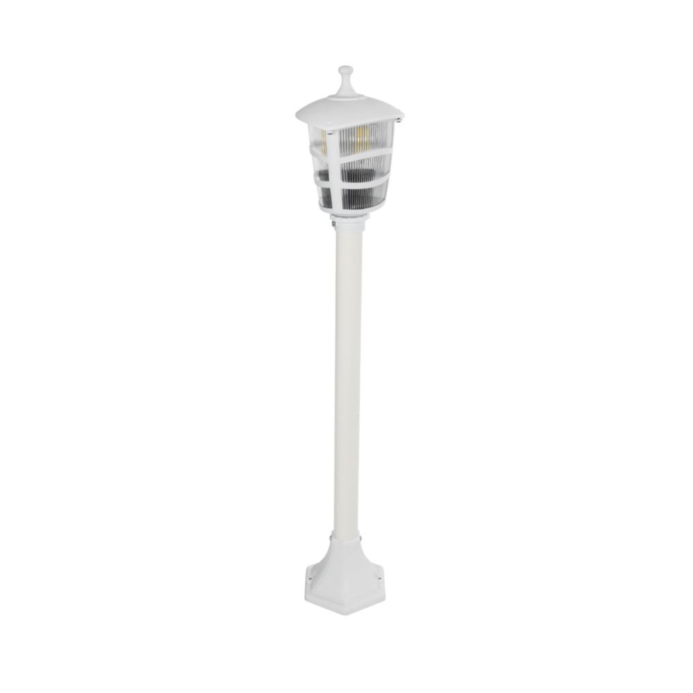 GloboStar® ZARDIN 203-0240 Vintage Επιδαπέδιο Φωτιστικό Κολωνάκι Κήπου Μονόφωτο 1 x E27 IP44 Λευκό & Διάφανο Πλαστικό - Μ17 x Π17 x Υ92cm