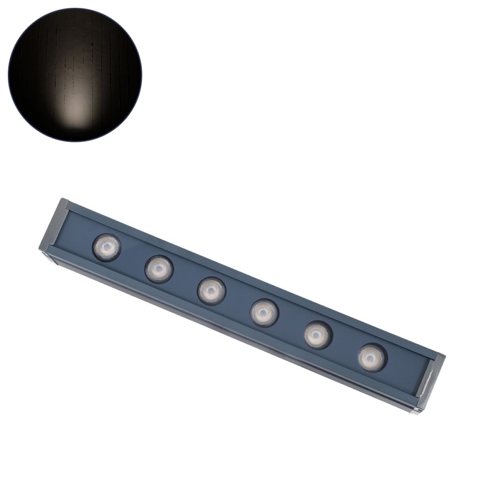 GLOBOSTAR® WASHERMARGO 90180 Μπάρα Φωτισμού Wall Washer LED 6W 690lm 30° DC 24V Αδιάβροχο IP65 Φυσικό Λευκό 4500K Dimmable - Bridgelux SMD Chip - Γκρι Ανθρακί - Μ30 x Π4 x Υ5cm - 3 Χρόνια Εγγύηση