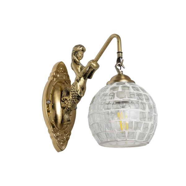 GLOBOSTAR® MERMAID 01317 Vintage Φωτιστικό Τοίχου - Απλίκα με Ντουί 1 x E27 AC 220-240V IP20 - Χρυσό - Μ16 x Π30 x Υ27cm