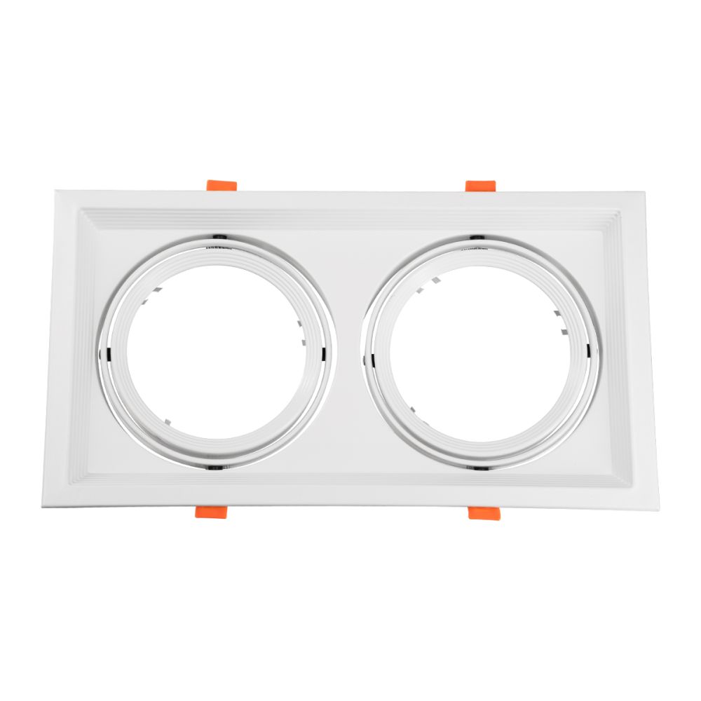 GLOBOSTAR® VITA 77854 Χωνευτή Κινούμενη Βάση για 2 x Σποτ AR111 για Ντουί GU10/GU5.3 IP20 - Λευκό - Μ33.5 x Π18 x Υ5.5cm / Q32.5 x 17cm