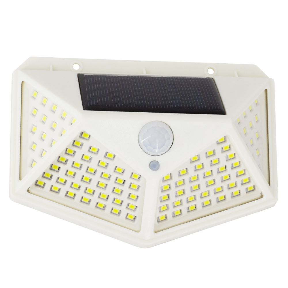GLOBOSTAR® NOVAQ 71498 Προβολέας με Ανιχνευτή PIR / Αισθητήρα Κίνησης LED 10W 500lm 180° DC 5V με Φωτοβολταϊκό Panel 5V 0.3W & Επαναφορτιζόμενη Μπαταρία Li-ion 3.2V 1200mAh Αδιάβροχο IP65 Ψυχρό Λευκό 6000K - Sanan SMD Chip - Λευκό - Μ13.6 x Π5.2 x Υ9.