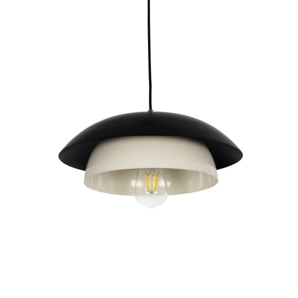 GLOBOSTAR® AURA 204-0117 Μοντέρνο Κρεμαστό Φωτιστικό Οροφής με Ντουί 1 x E27 AC 220-240V IP20 - Μαύρο & Λευκό - Μ37 x Π37 x Υ14,5cm