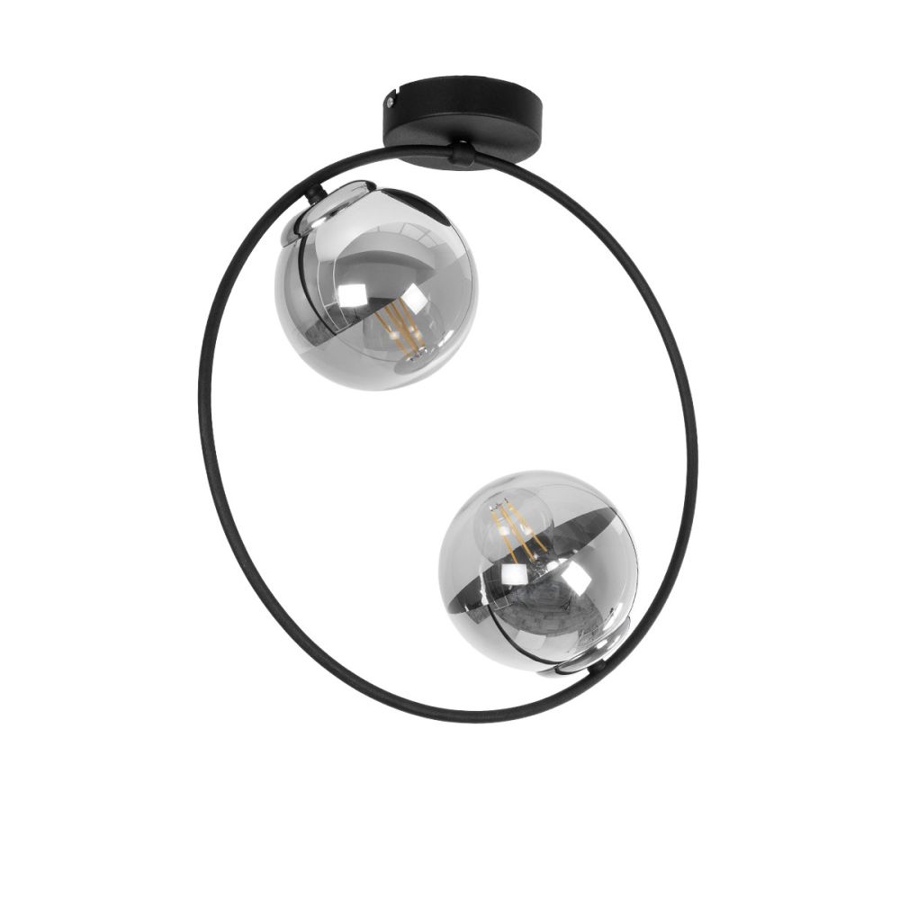 GLOBOSTAR® CITY 202-0040 Μοντέρνο Φωτιστικό Οροφής με Ντουί 2 x E27 AC 220-240V IP20 - Διάφανο & Μαύρο - Μ45 x Π15 x Υ55cm