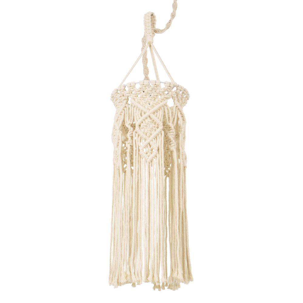 GLOBOSTAR® BAHRI 36211 Boho Κρεμαστό Φωτιστικό Οροφής με Ντουί 1 x E27 AC 220-240V IP20 - Μπεζ - Μ20 x Π20 x Υ65cm
