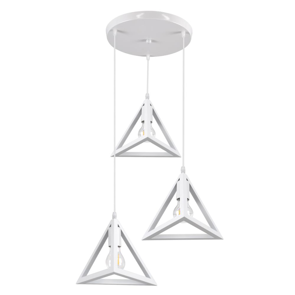 GLOBOSTAR® TRIANGLE 00617 Μοντέρνο Κρεμαστό Φωτιστικό Οροφής με Ντουί 3 x E27 AC 220-240V IP20 - Λευκό - Μ49 x Π49 x Y130cm