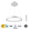 GLOBOSTAR® NEMESIS 61156 Μοντέρνο Κρεμαστό Φωτιστικό Οροφής LED 30W 3513lm 360° AC 220-240V IP20 Ρυθμιζόμενο Λευκό CCT με Χειριστήριο από 2700K έως 6000K Dimmable - Lumileds SMD Chip - Λευκό Ματ - Μ40 x Π40 x Υ4cm - 3 Χρόνια Εγγύηση