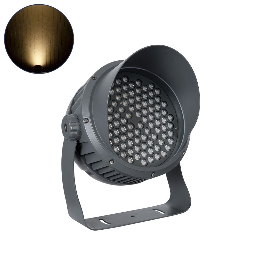 GLOBOSTAR® FLOODIMO 90746 Προβολέας Σποτ Wall Washer με Αντιθαμβωτική Γρίλια LED 100W 9000lm 10° AC 220-240V Αδιάβροχο IP67 Θερμό Λευκό 2700K - Bridgelux SMD Chip - Γκρι Ανθρακί - Μ34 x Π36 x Υ44cm - 3 Χρόνια Εγγύηση