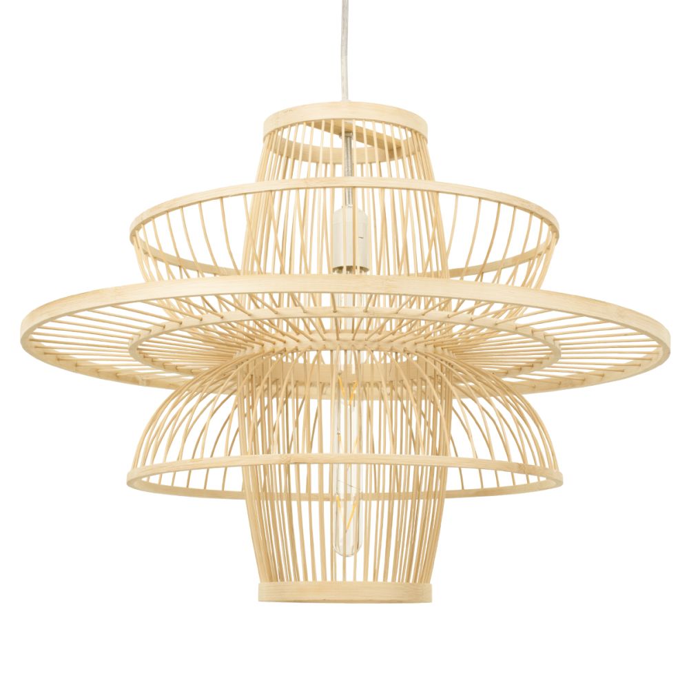 GLOBOSTAR® BALI 00862 Boho Κρεμαστό Φωτιστικό Οροφής με Ντουί 1 x E27 AC 220-240V IP20 - Μπεζ - Μ60 x Π60 x Υ45cm