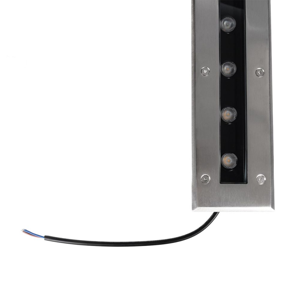 GLOBOSTAR® UNDERGROUND-REMVI 90194-Y Χωνευτή Μπάρα Φωτισμού Wall Washer LED 18W 1890lm 10° DC 24V Αδιάβροχο IP68 Ultra Θερμό Λευκό 2200K Dimmable - Bridgelux SMD Chip - Ανοξείδωτο Ατσάλι SS316 - Μ100 x Π9 x Υ7.2cm / Q98.2 x 7.6cm - 3 Χρόνια Εγγύηση