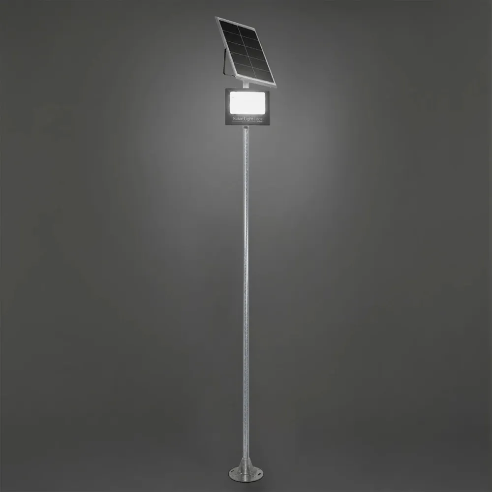 GLOBOSTAR® HELIOS-280 GLB-000-0001 Μεταλλικός Γαλβανισμένος Στύλος Φωτισμού για Φωτοβολταϊκό Προβολέα Εξωτερικού Χώρου - Ασημί Γαλβανιζέ - Μ35 × Π25 × Υ280cm