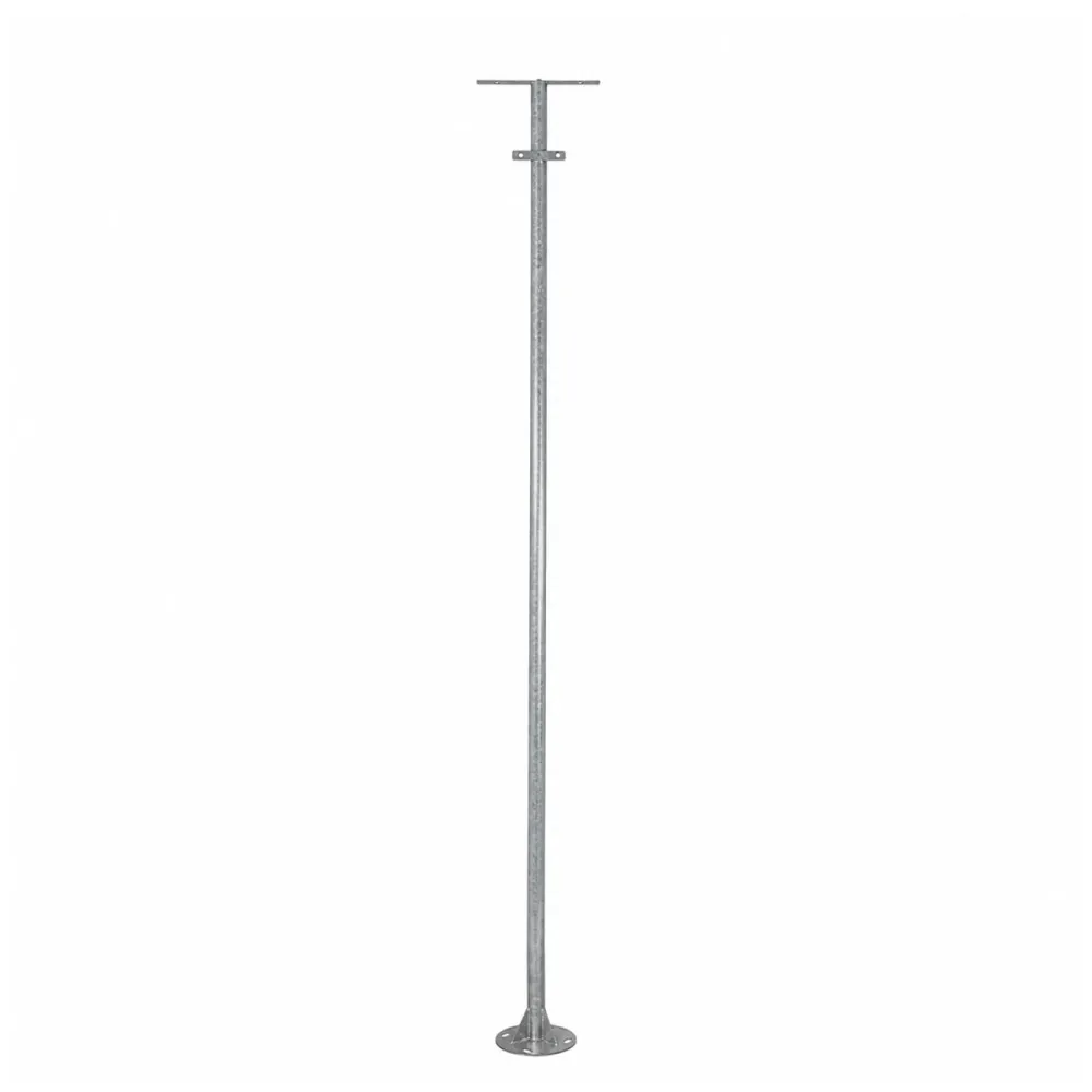 GLOBOSTAR® HELIOS-280 GLB-000-0001 Μεταλλικός Γαλβανισμένος Στύλος Φωτισμού για Φωτοβολταϊκό Προβολέα Εξωτερικού Χώρου - Ασημί Γαλβανιζέ - Μ35 × Π25 × Υ280cm