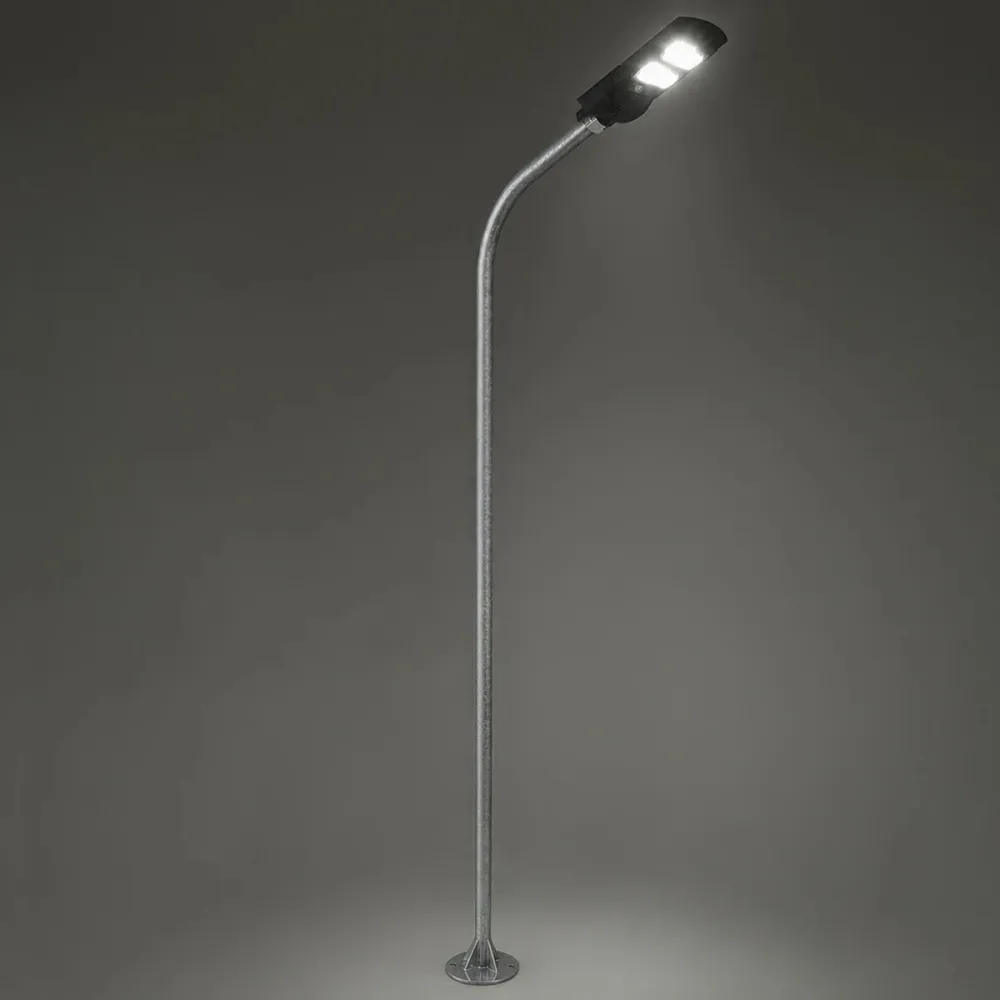 GLOBOSTAR® URBANO-280 GLB-000-0007 Μεταλλικός Γαλβανισμένος Στύλος Φωτισμού για Φωτοβολταϊκό Φωτιστικό Δρόμου Εξωτερικού Χώρου - Ασημί Γαλβανιζέ - Μ84 x Π25 x Υ280cm