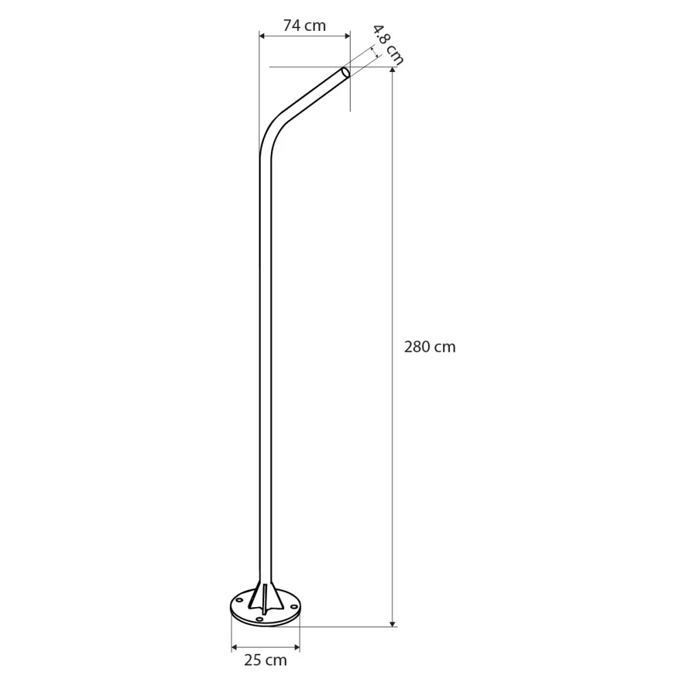 GLOBOSTAR® URBANO-280 GLB-000-0009 Μεταλλικός Γαλβανισμένος Στύλος Φωτισμού για Φωτοβολταϊκό Φωτιστικό Δρόμου Εξωτερικού Χώρου - RAL 7016 Γκρι Ανθρακί - Μ84 x Π25 x Υ280cm