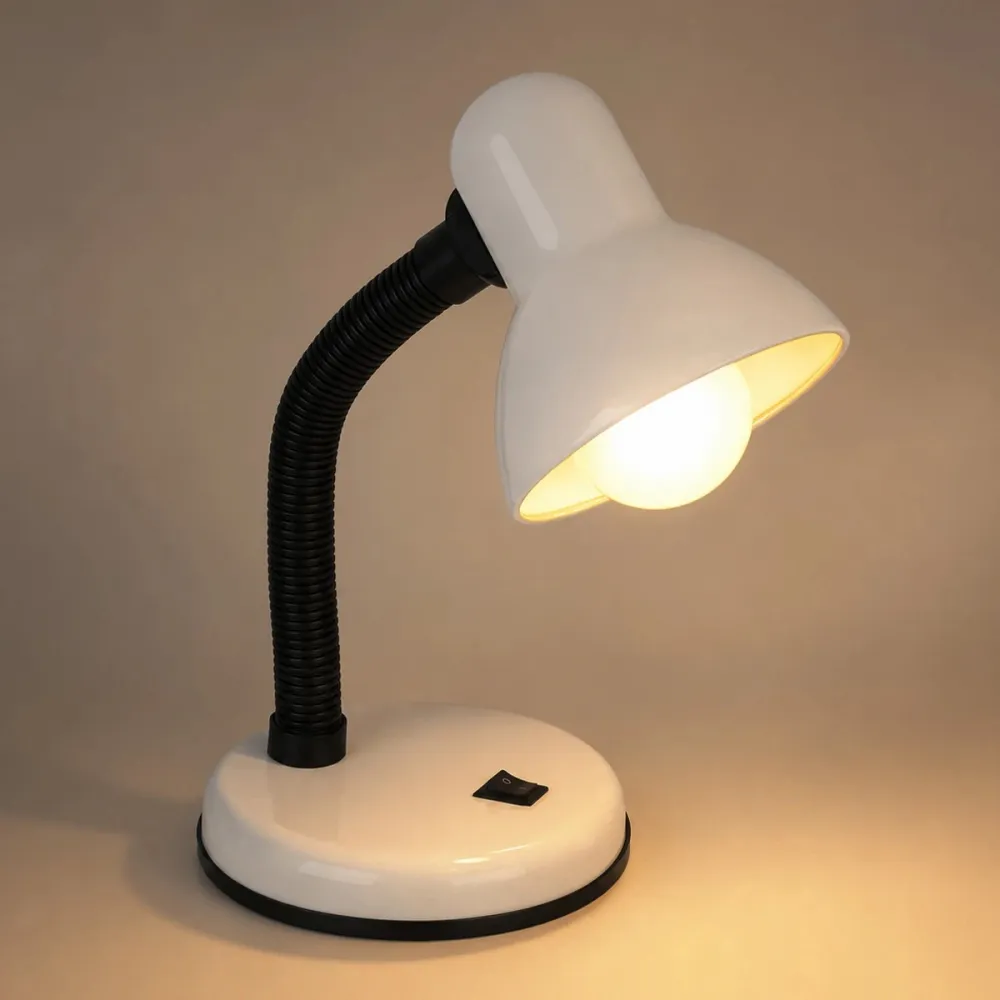 GLOBOSTAR® STUDENT GLB-102-0008 Μοντέρνο Επιτραπέζιο Φωτιστικό Πορτατίφ με Ντουί 1 x E27 AC 220-240V IP20 - Λευκό & Μαύρο - Μ14 x Π14 x Υ32cm