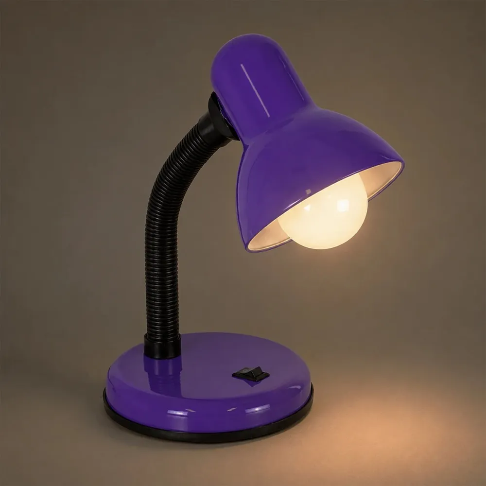 GLOBOSTAR® STUDENT GLB-102-0014 Μοντέρνο Επιτραπέζιο Φωτιστικό Πορτατίφ με Ντουί 1 x E27 AC 220-240V IP20 - Μωβ & Μαύρο - Μ14 x Π14 x Υ32cm