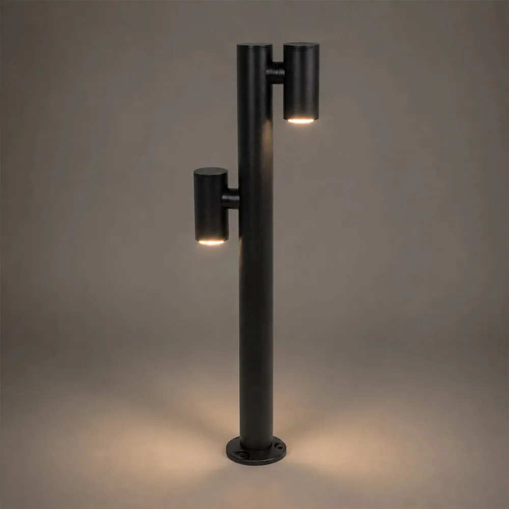 GLOBOSTAR® STEM GLB-103-0013 Φωτιστικό Κολωνάκι Κήπου LED 24W 2160lm 60° AC 220-240V Αδιάβροχο IP65 Θερμό Λευκό 2700K - Sanan SMD Chip - Μαύρο Ματ - Μ12 x Π25 x Υ80cm - 3 Χρόνια Εγγύηση