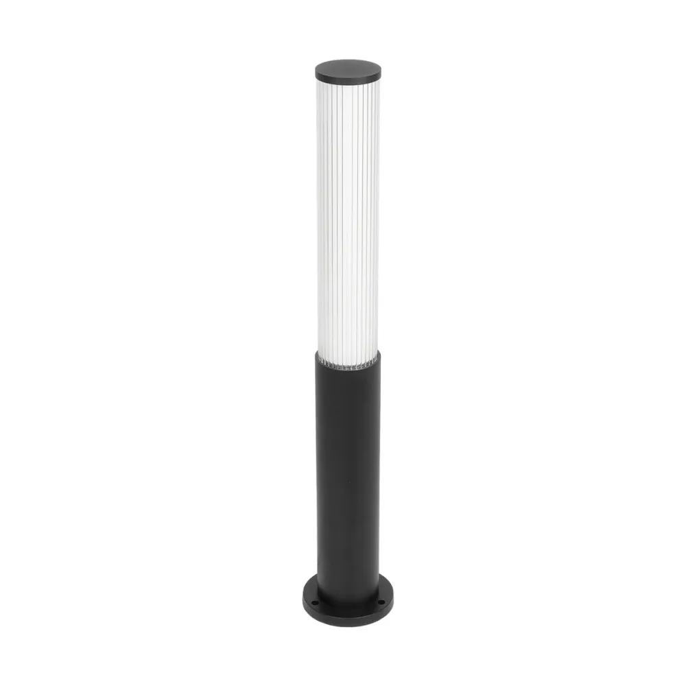 GLOBOSTAR® CYLIS GLB-103-0014 Φωτιστικό Κολωνάκι Κήπου LED 15W 1350lm 360° AC 220-240V Αδιάβροχο IP65 Θερμό Λευκό 2700K - Sanan SMD Chip - Μαύρο Ματ - Μ13 x Π13 x Υ80cm - 3 Χρόνια Εγγύηση