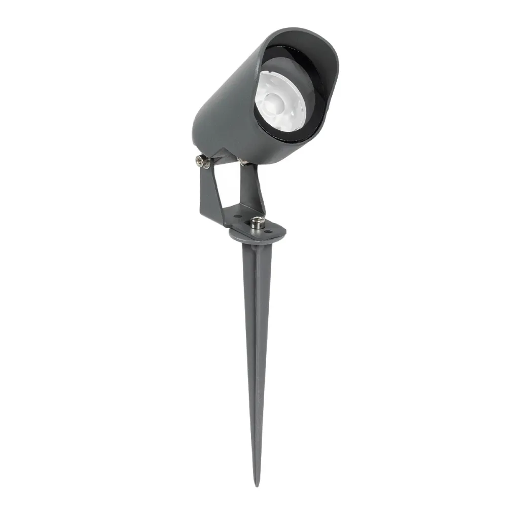 GLOBOSTAR® TREKO GLB-103-0026 Φωτιστικό Σποτ για Φυτά - Δέντρα με Βάση Κήπου / Καρφωτό LED 3W 270lm 5° DC 24V Αδιάβροχο IP65 Θερμό Λευκό 2700K - Sanan SMD Chip - Γκρι Ανθρακί Ματ - Μ5 x Π5 x Υ12cm - 3 Χρόνια Εγγύηση