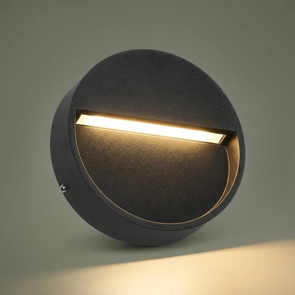 GLOBOSTAR® STEPINI GLB-103-0034 Φωτιστικό Σκαλοπατιού / Διαδρόμου LED 3W 270lm 45° AC 220-240V Αδιάβροχο IP65 Θερμό Λευκό 2700K - Sanan SMD Chip - Μαύρο Ματ - Μ12 x Π3 x Υ12cm - 3 Χρόνια Εγγύηση