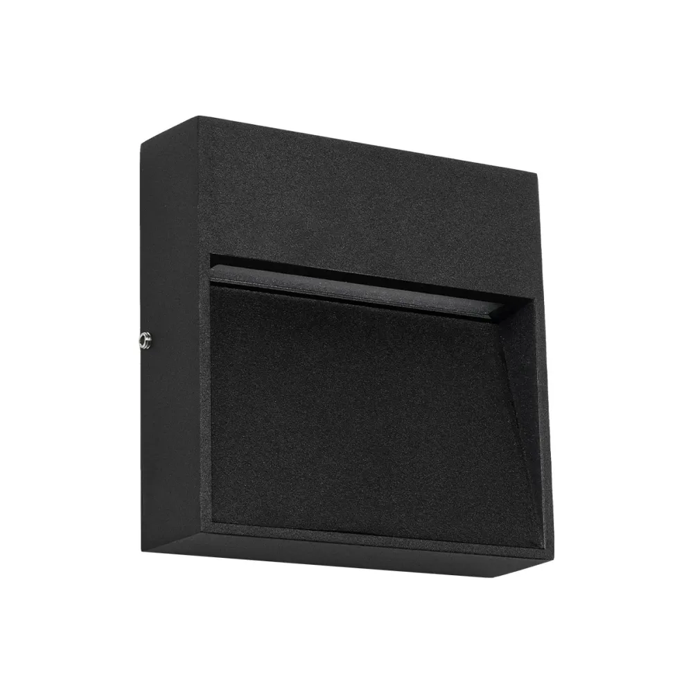 GLOBOSTAR® STEPINI GLB-103-0035 Φωτιστικό Σκαλοπατιού / Διαδρόμου LED 3W 270lm 45° AC 220-240V Αδιάβροχο IP65 Θερμό Λευκό 2700K - Sanan SMD Chip - Μαύρο Ματ - Μ11.5 x Π3 x Υ11.5cm - 3 Χρόνια Εγγύηση