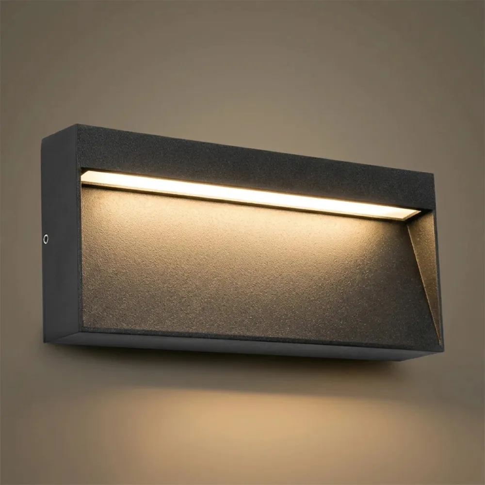 GLOBOSTAR® STEPINI GLB-103-0036 Φωτιστικό Σκαλοπατιού / Διαδρόμου LED 9W 810lm 45° AC 220-240V Αδιάβροχο IP65 Θερμό Λευκό 2700K - Sanan SMD Chip - Μαύρο Ματ - Μ20 x Π3 x Υ9cm - 3 Χρόνια Εγγύηση