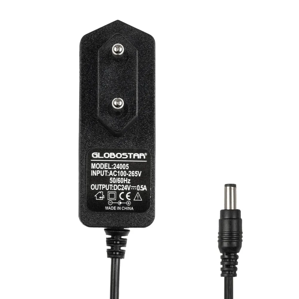 GLOBOSTAR® VOLTIX GLB-107-0005 Τροφοδοτικό/Μετασχηματιστής Class II SELV 12W 0.5A AC 220-240V σε DC 24V IP20 - Μαύρο Ματ - Μ7.3 x Π4 x Υ2.8cm - 3 Χρόνια Εγγύηση