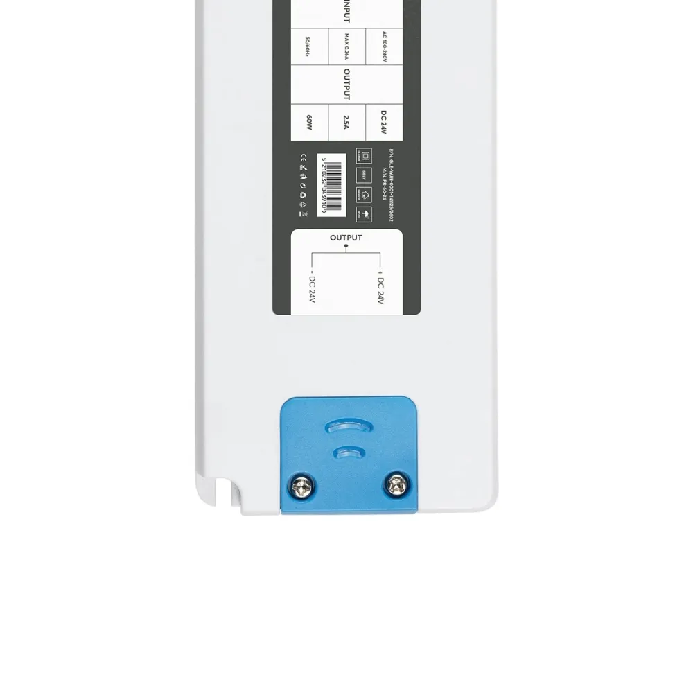 GLOBOSTAR® PLUX GLB-107-0014 Τροφοδοτικό/Μετασχηματιστής Class II SELV 60W 2.5A AC 220-240V σε DC 24V IP20 - Λευκό Ματ - Μ18.5 x Π6.4 x Υ2.2cm - 3 Χρόνια Εγγύηση