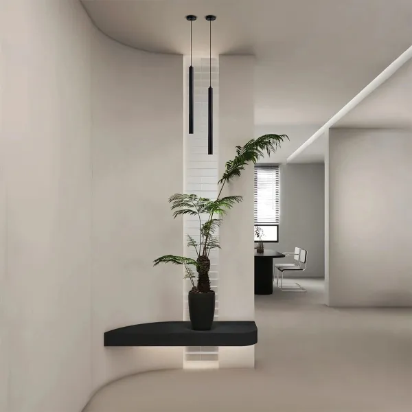 kelvo® CANAL KLV-101-0073 Κρεμαστό Φωτιστικό Οροφής LED 7W 700lm 36° AC 220-240V IP20 Θερμό Λευκό 2700K - Bridgelux COB Chip & TÜV SÜD Driver - Μαύρο Ματ - Μ4 x Π4 x Υ80cm - 5 Χρόνια Εγγύηση