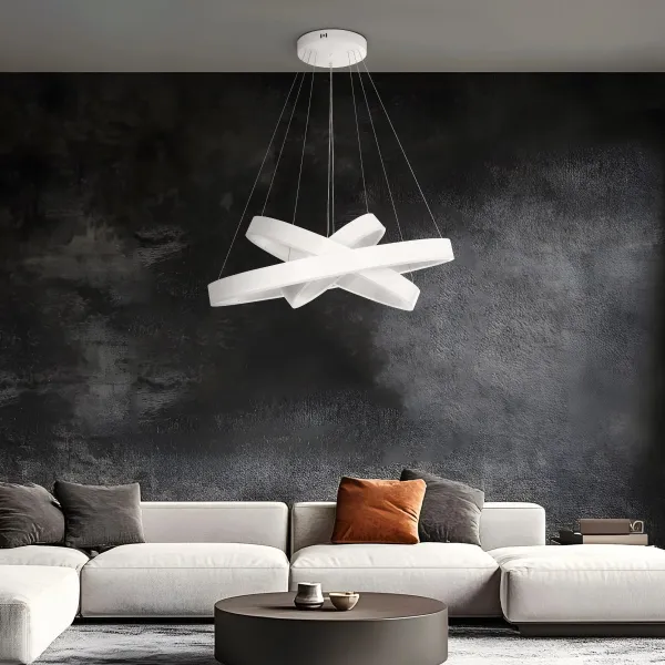 kelvo® VENOM KLV-101-0200-V2 Κρεμαστό Φωτιστικό Οροφής LED 120W 12000lm 120° AC 220-240V IP20 Ρυθμιζόμενο Λευκό CCT με Χειριστήριο από 2700K έως 6000K Dimmable - Lumileds SMD Chip - Λευκό Ματ - Μ80 x Π80 x Υ80cm - 3 Χρόνια Εγγύηση